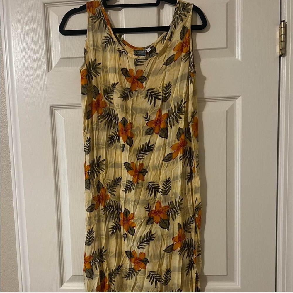 Tropical Floral Maxi Dress - Cream and Orange